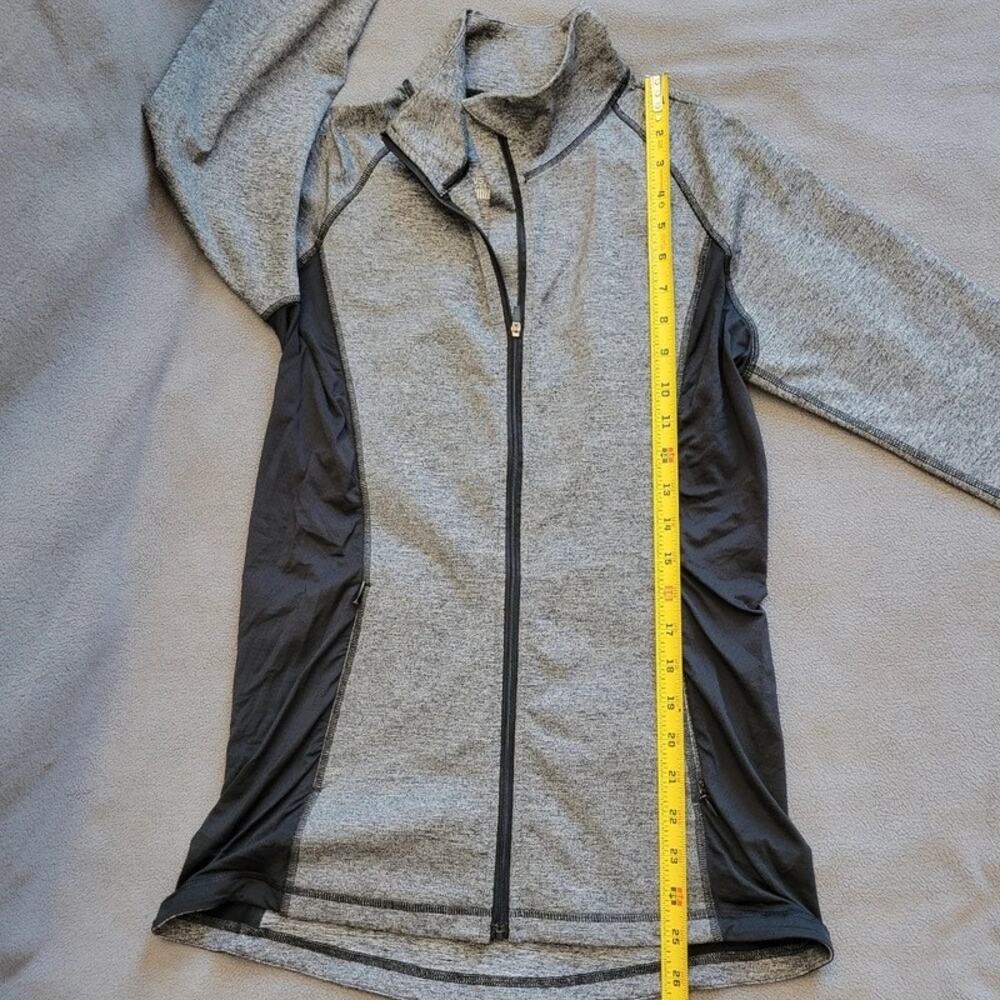 VICTORIA'S SECRET Jacket Womens Large Gray Sports Black Zip Up Reflective Thumbs - Picture 3 of 14